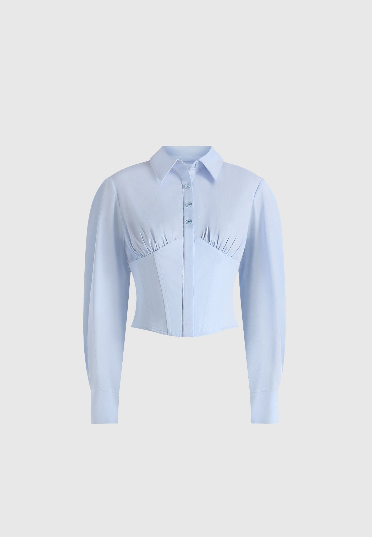 Margot - Corset Cotton Shirt - Pale Blue