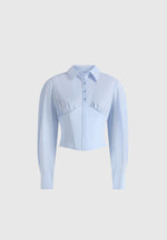 Margot - Corset Cotton Shirt - Pale Blue