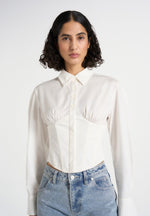 Margot - Cotton Corset Shirt - White