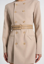 Sierra - Double Breasted Belted Blazer Dress - Taupe