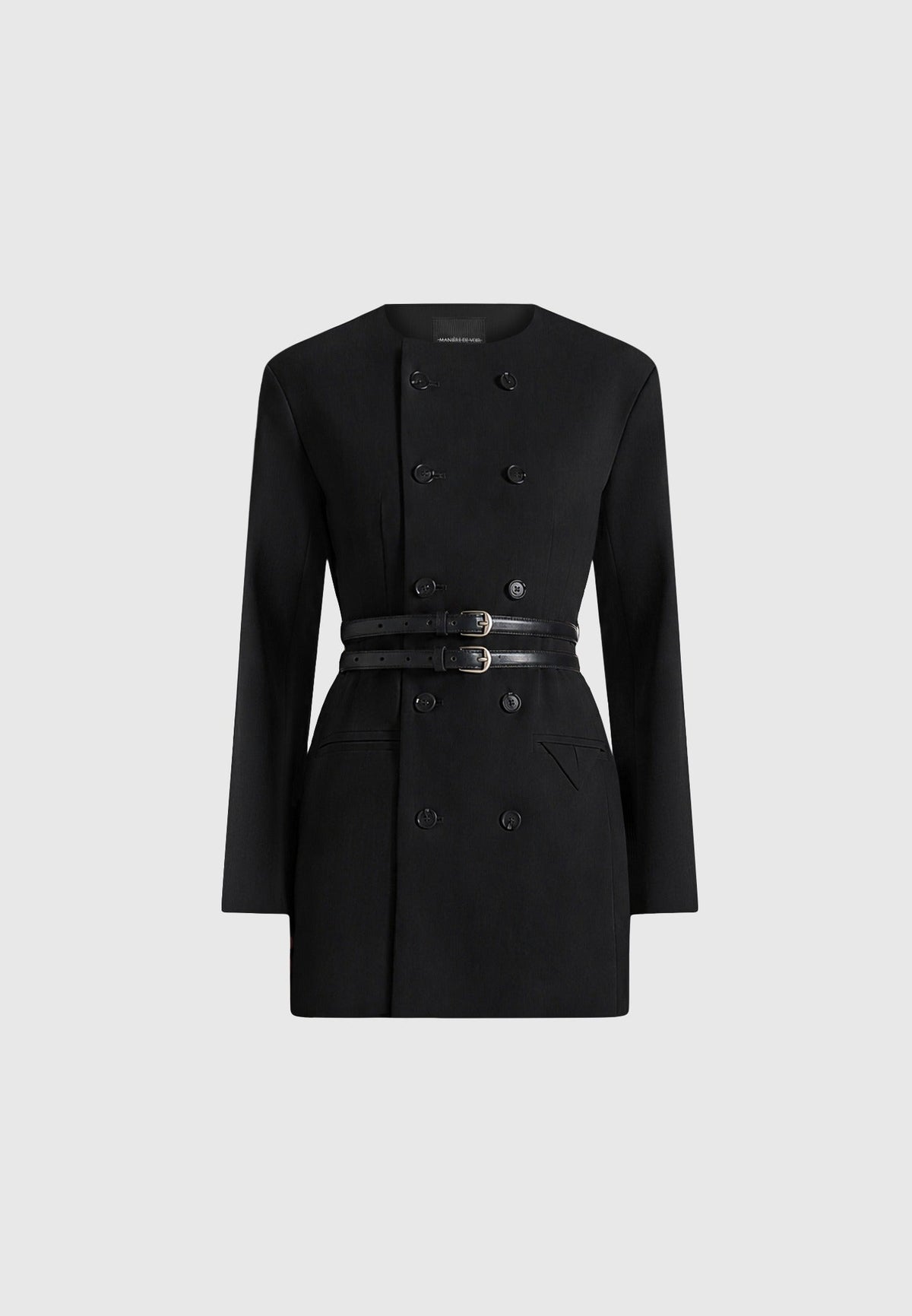 sierra-double-breasted-belted-blazer-dress-black