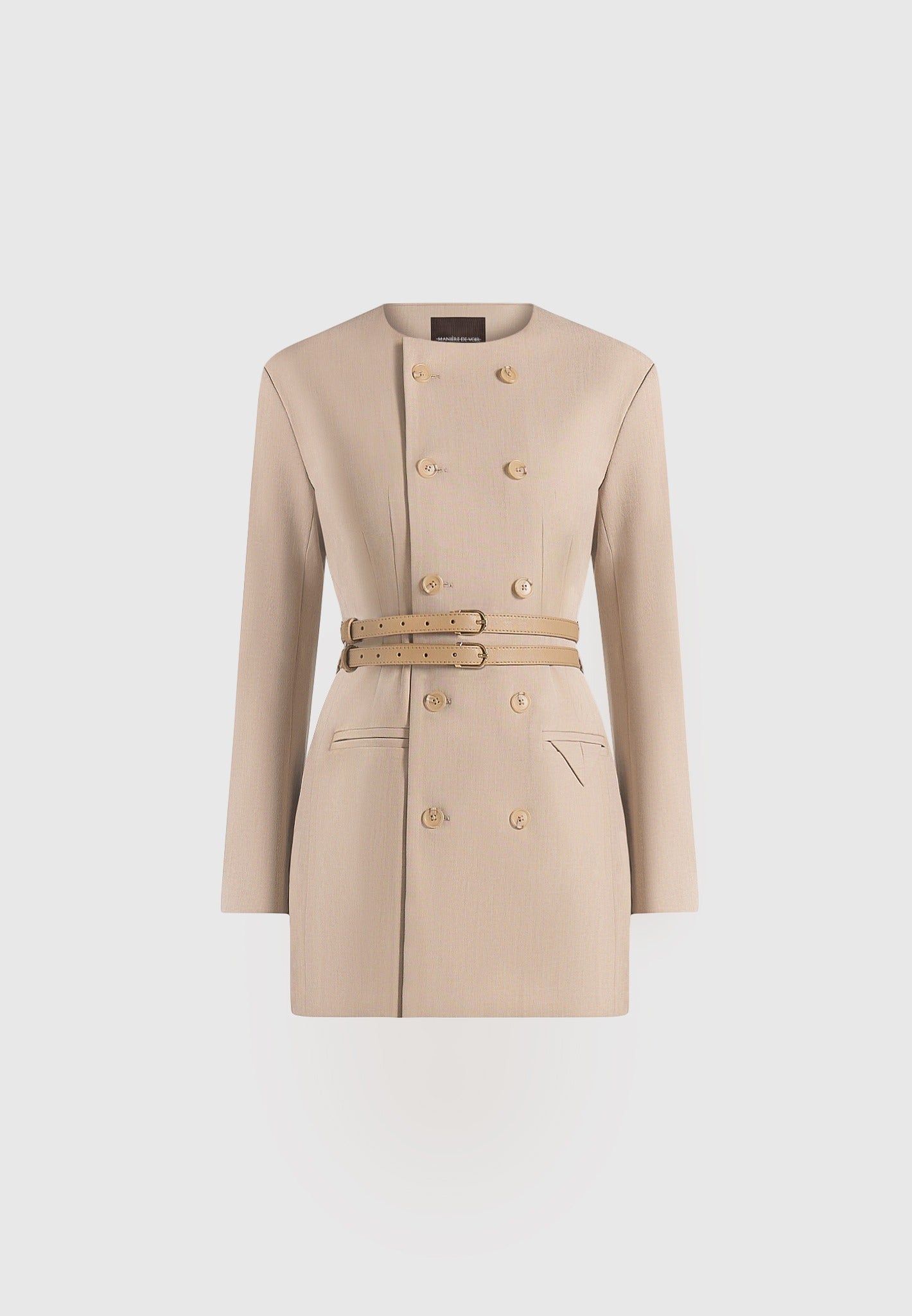 sierra-double-breasted-belted-blazer-dress-beige