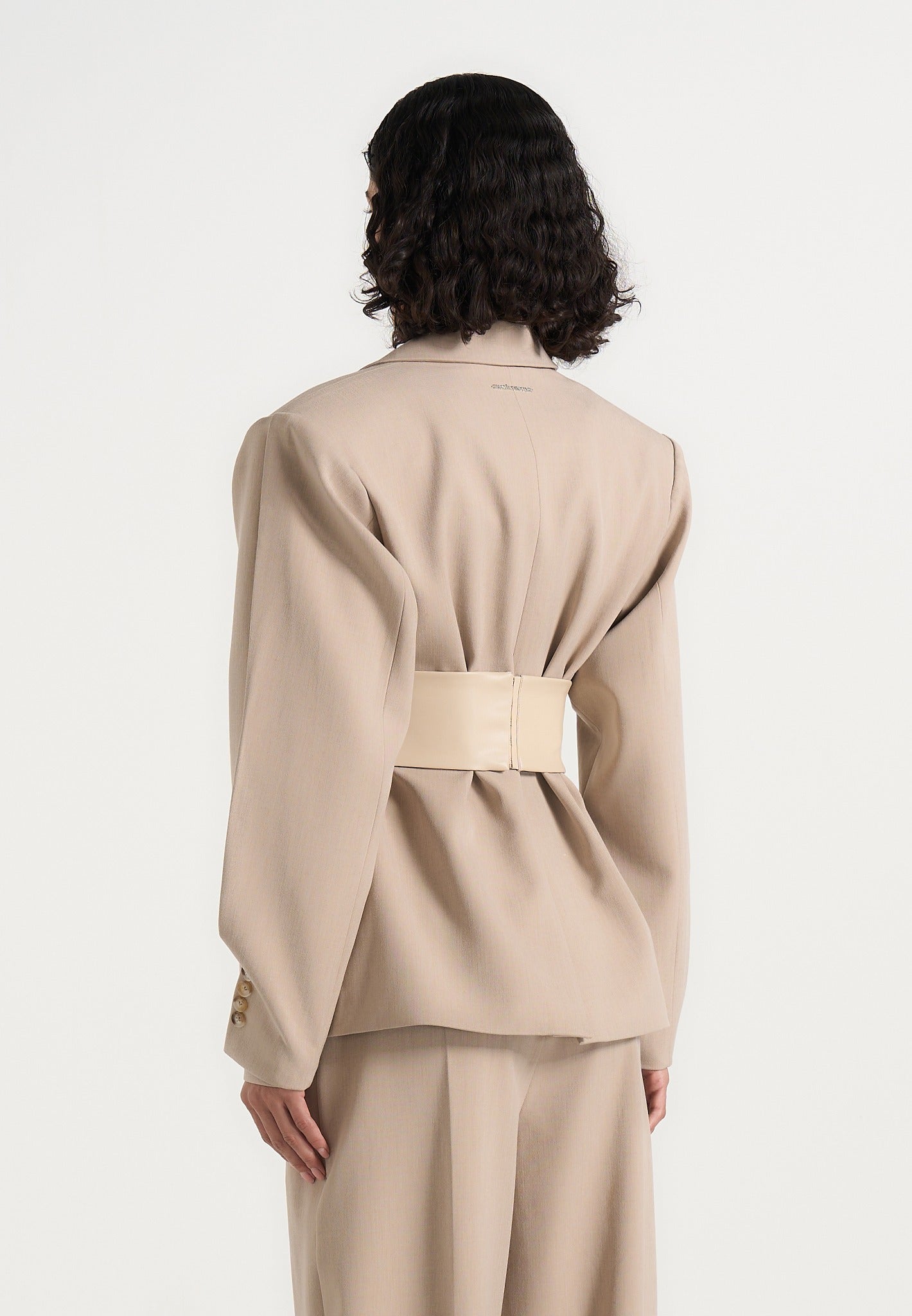 marie-twist-sleeve-tailored-blazer-with-belt-beige