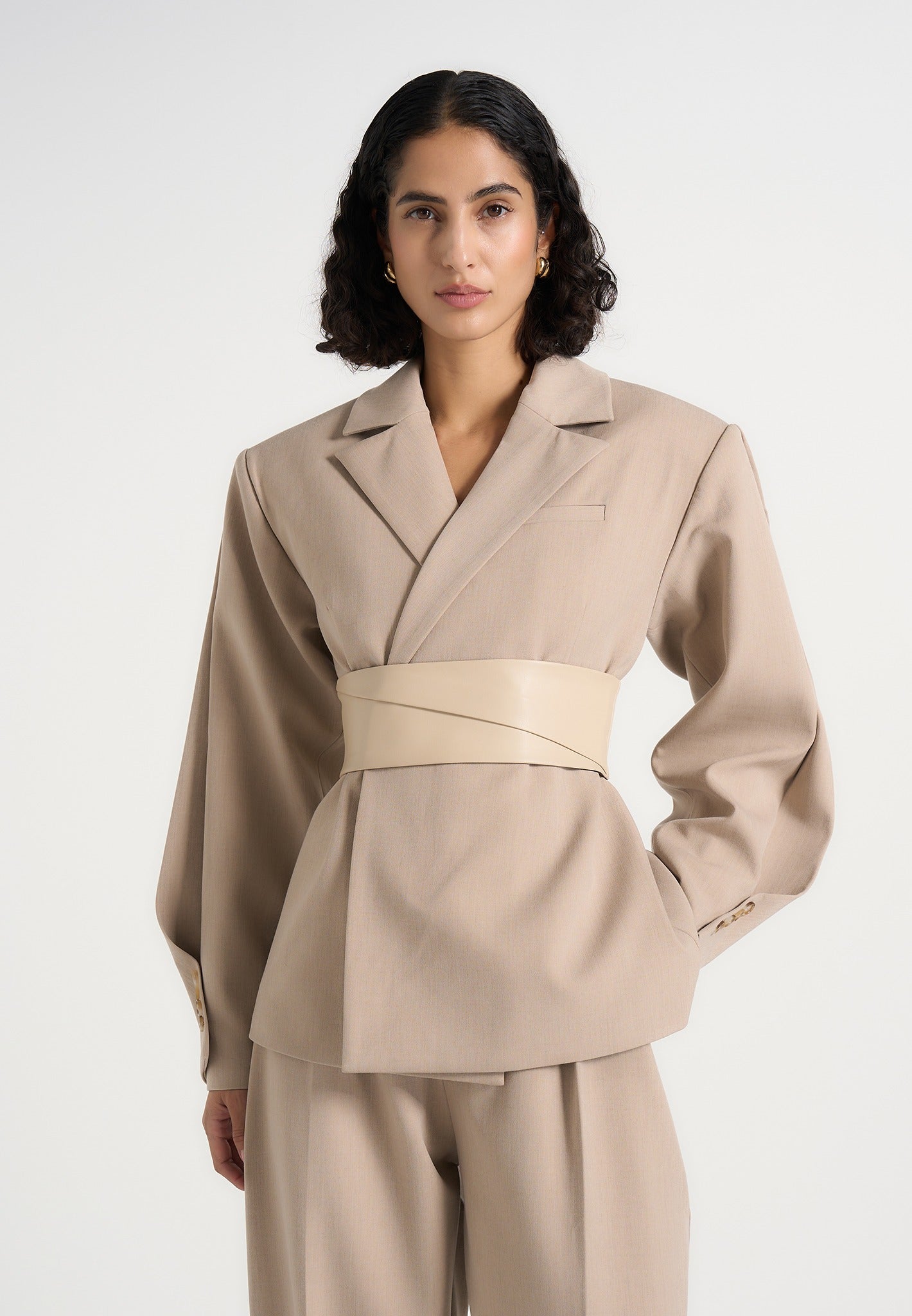 marie-twist-sleeve-tailored-blazer-with-belt-beige