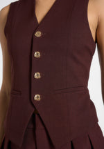 Christine - Tailored Cinch Waistcoat - Wine Red