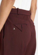 Julie - Tailored Twin Pleat Pants - Wine Red
