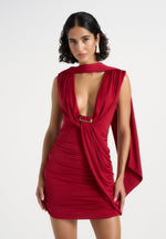 mirena-ruched-open-back-mini-dress-with-scarf-red
