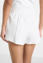 SH002 - Gathered Waist Cotton Shorts - White