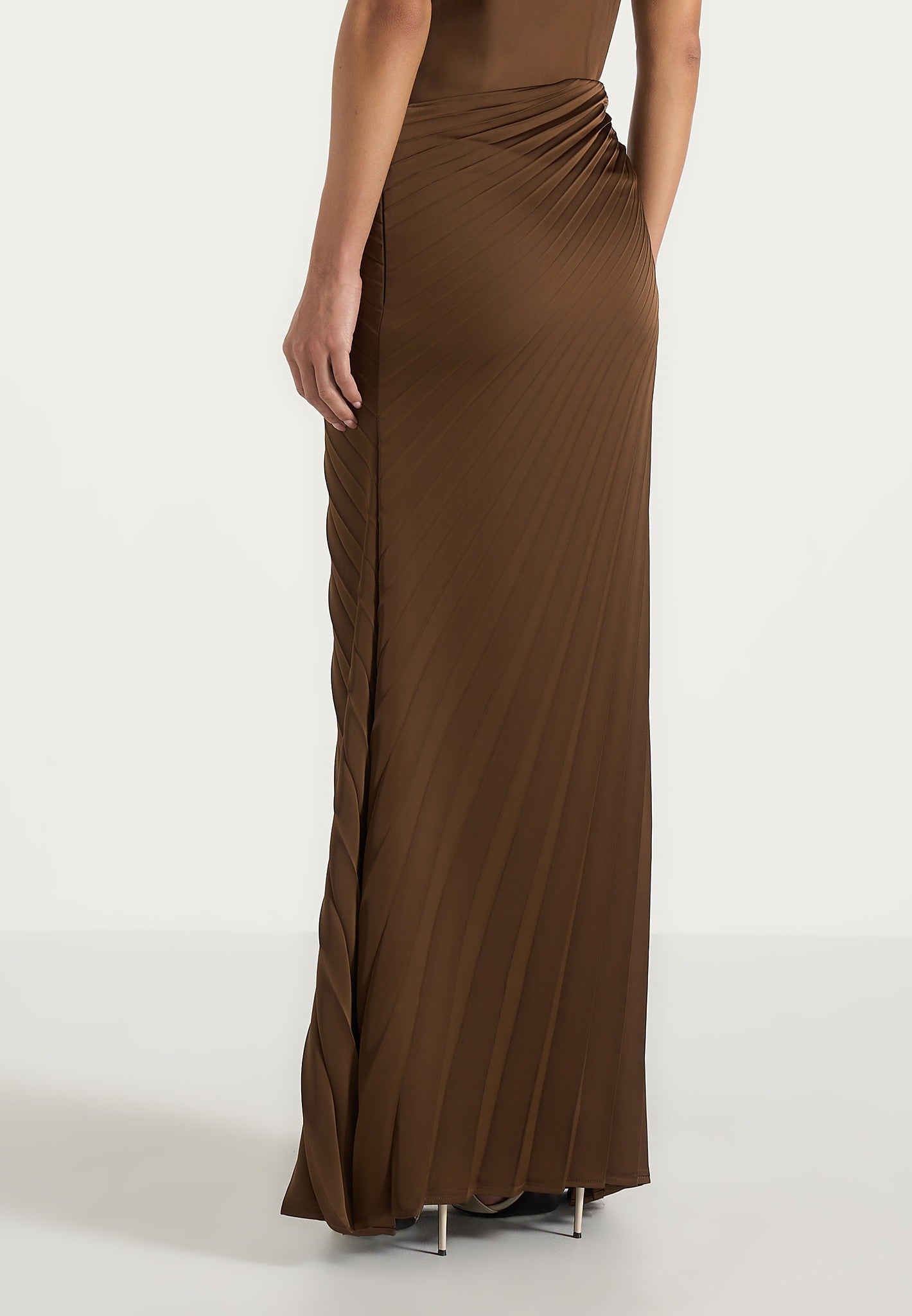 fiona-satin-fan-pleat-maxi-skirt-brown