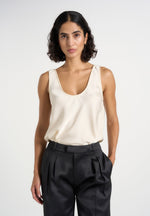 Mathilda - Satin Scoop Neck Open Back Vest - Ivory