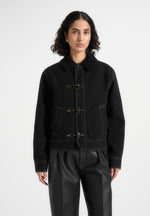 Nino - Clasp Detail Contrast Stitch Gabardine Jacket - Black