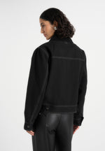 Nino - Clasp Detail Contrast Stitch Gabardine Jacket - Black