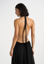 june-chain-belt-cut-out-georgette-halter-maxi-dress-black
