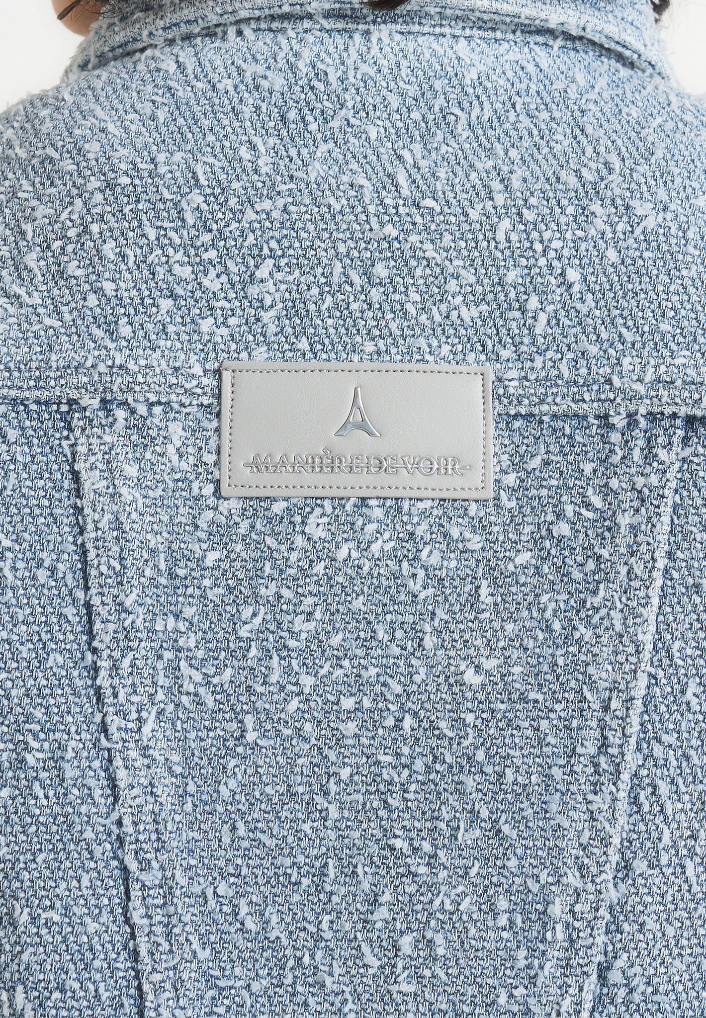 Catherine - Denim Cropped Boucle Jacket - Mid Blue