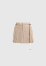 Elise - Tailored Pleated Skort With Belt - Taupe