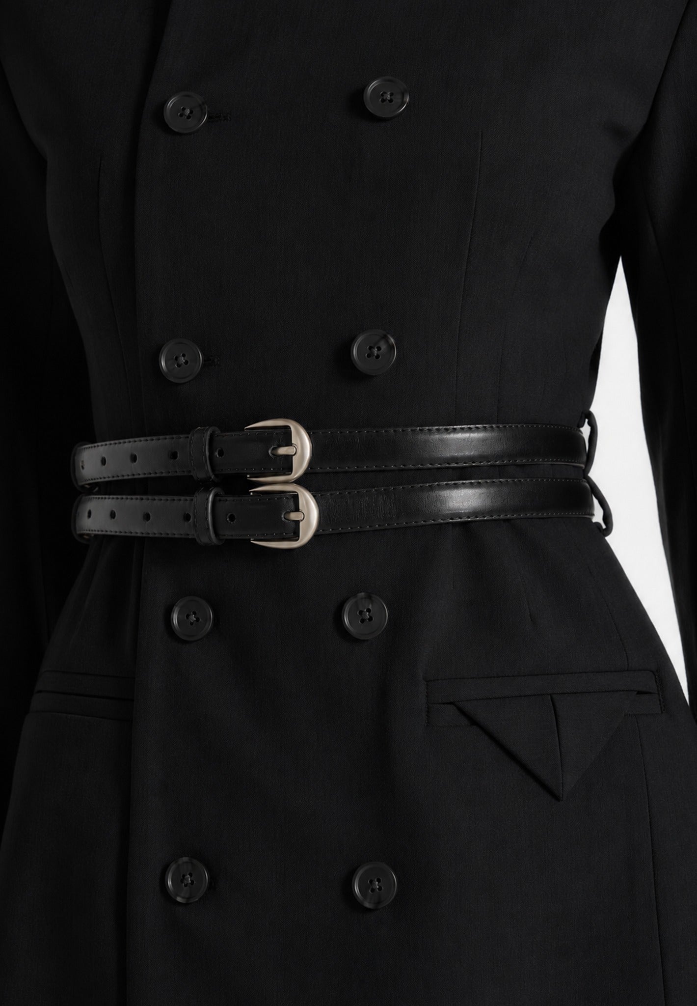 sierra-double-breasted-belted-blazer-dress-black