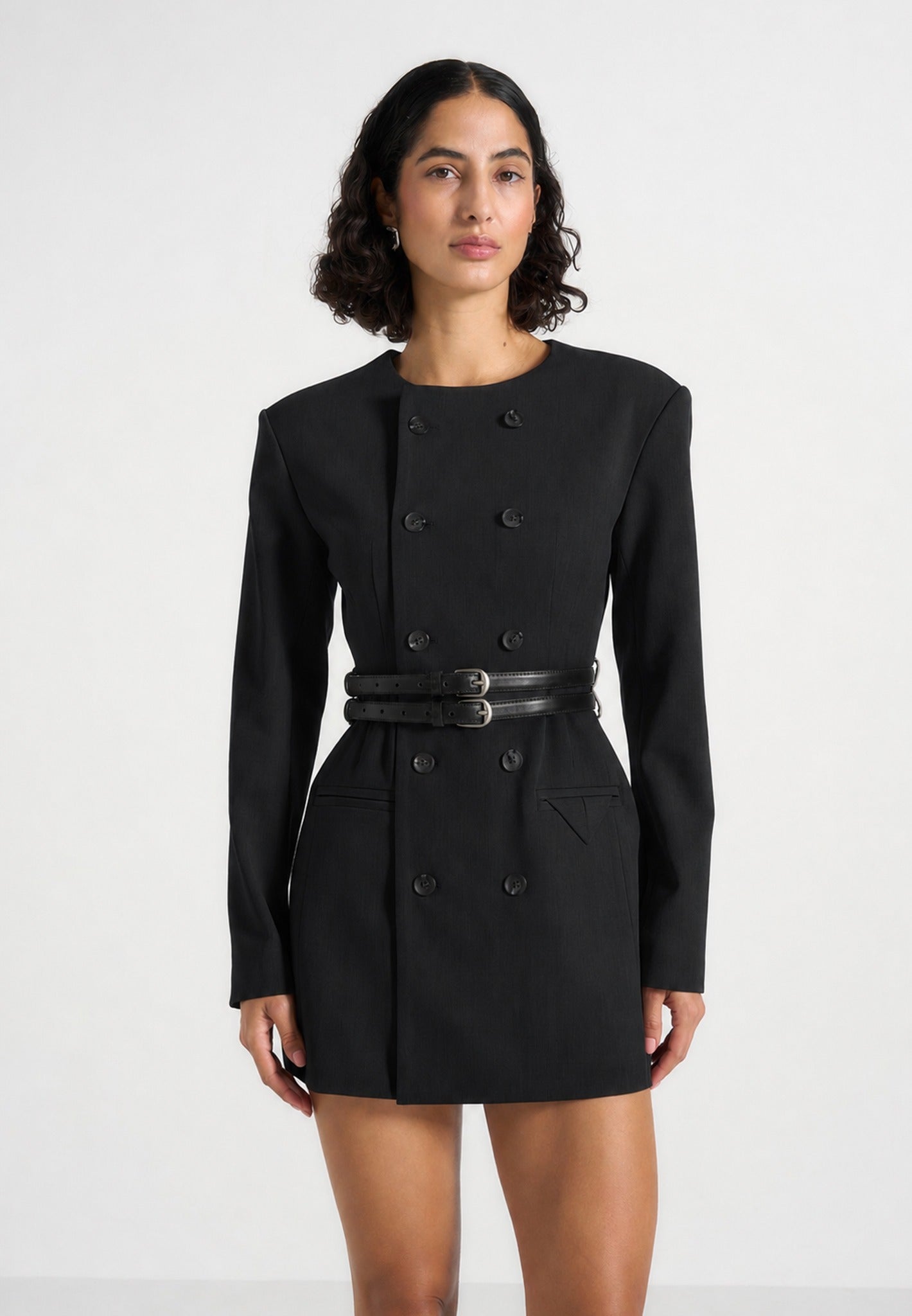 sierra-double-breasted-belted-blazer-dress-black