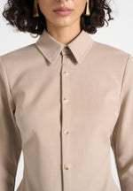 Sonia - Tailored Cinch Shirt - Taupe