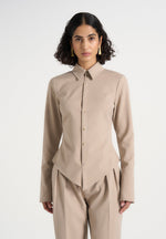 Sonia - Tailored Cinch Shirt - Taupe