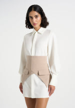 keira-corset-overlay-shirt-mini-dress-white-taupe