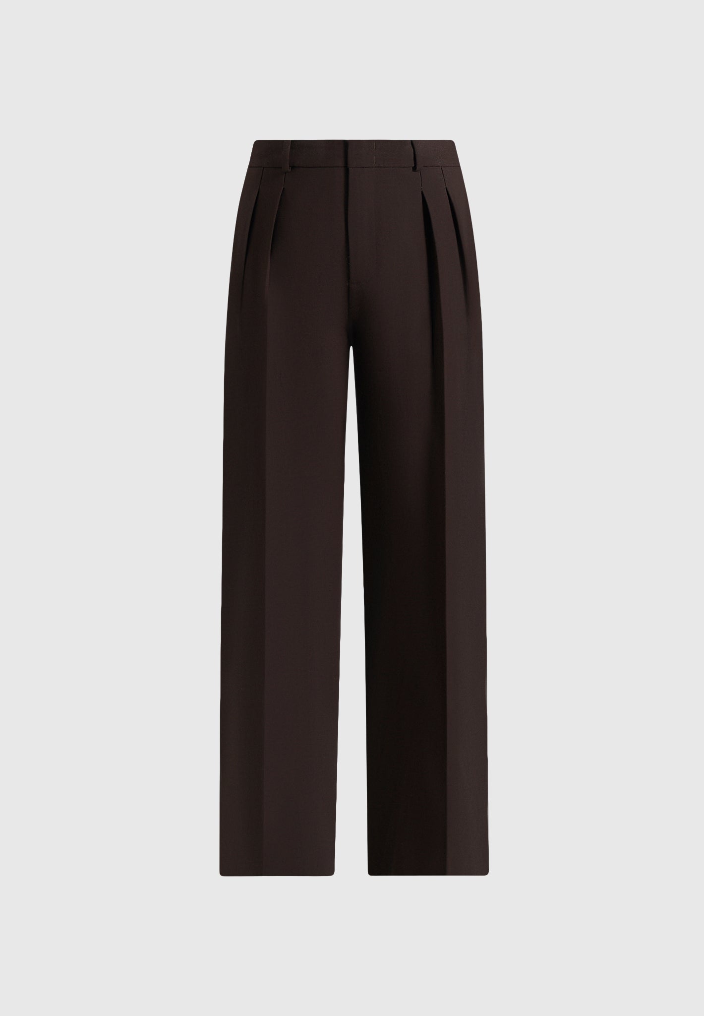 Julie - Tailored Twin Pleat Pants - Dark Brown