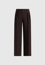 Julie - Tailored Twin Pleat Pants - Dark Brown
