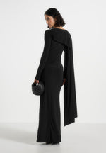 edena-asym-ruched-draped-maxi-dress-black