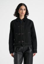 Nino - Clasp Detail Contrast Stitch Gabardine Jacket - Black