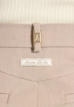 Darlene - Turn Up Detail Tailored Twin Pleat Pants - Beige