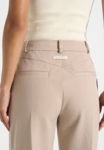 Darlene - Turn Up Detail Tailored Twin Pleat Pants - Beige