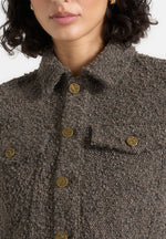 Catherine - Cropped Boucle Denim Jacket - Brown