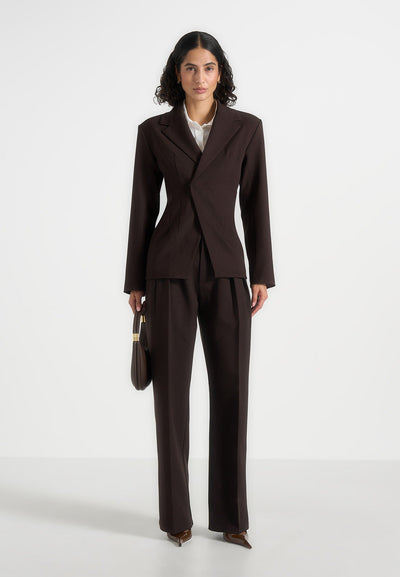 Beatrice - Tailored Cinched Blazer - Dark Brown