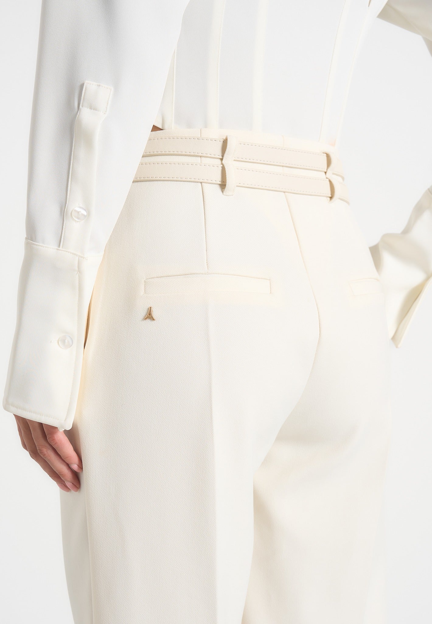 Pascale - Tailored Twin Belt Pants - Off White
