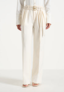 Pascale - Tailored Twin Belt Pants - Off White