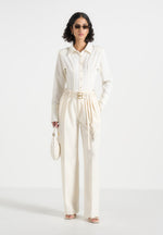 Pascale - Tailored Twin Belt Pants - Off White