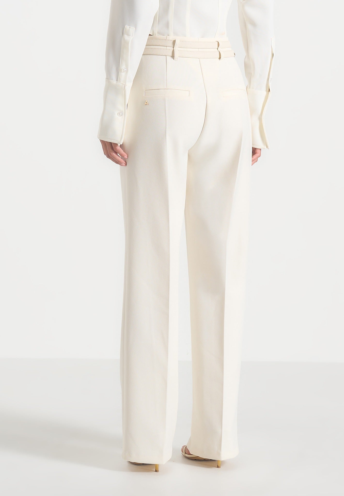 Pascale - Tailored Twin Belt Pants - Off White