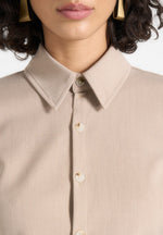 Sonia - Tailored Cinch Shirt - Taupe