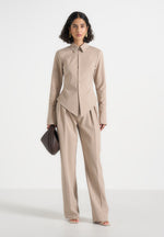 Sonia - Tailored Cinch Shirt - Taupe