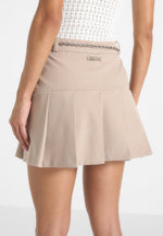 Elise - Tailored Pleated Skort With Belt - Taupe