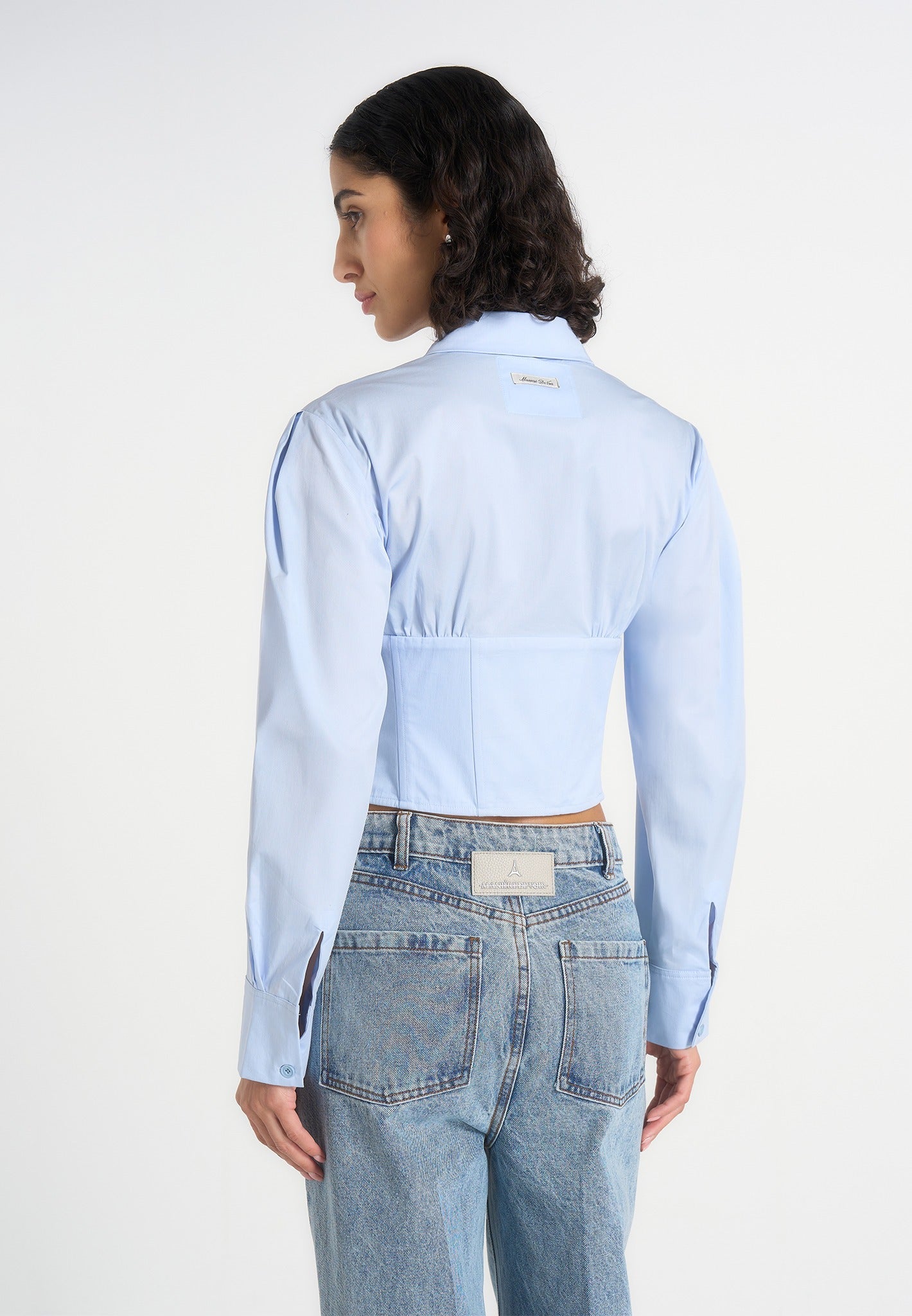 Margot - Corset Cotton Shirt - Pale Blue