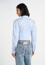 Margot - Corset Cotton Shirt - Pale Blue