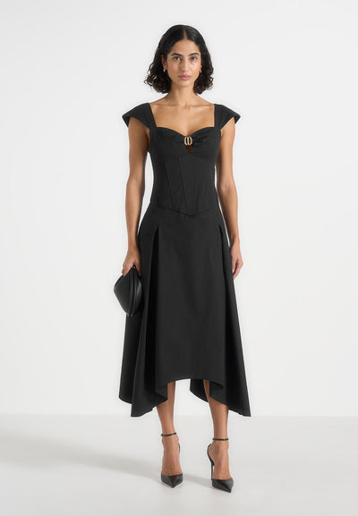 faith-cap-sleeve-corset-cotton-midi-dress-black