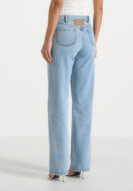 Calista - Line Art Denim Jeans - Mid Blue