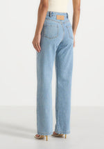 Frida - Eiffel Detail Straight Leg Denim Jeans - Mid Blue