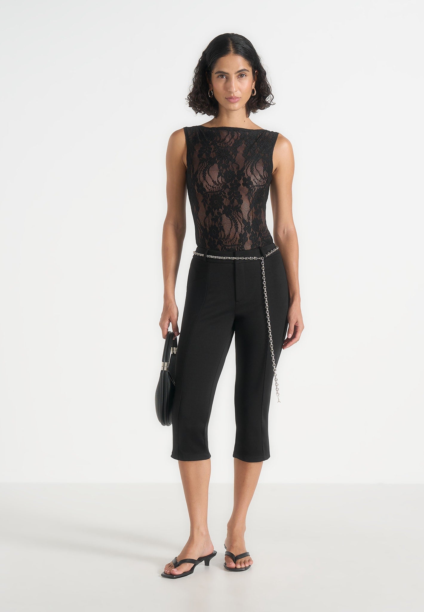 Rhonda - Open-Back Lace Bodysuit - Black