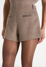 Tanya - High-Waisted Wool Shorts - Taupe
