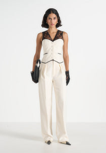 Veronica - Lace Tailored Corset Waistcoat - White