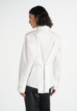 Hope - Pleated Tuxedo Cotton Shirt with Cinch Back - White