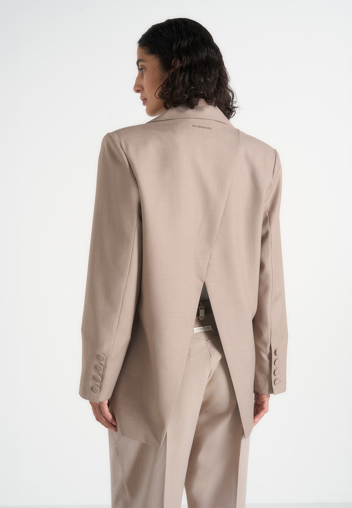 Elena - Oversized Open Back Tailored Blazer - Taupe