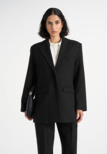 Elena - Oversized Open Back Tailored Blazer - Black